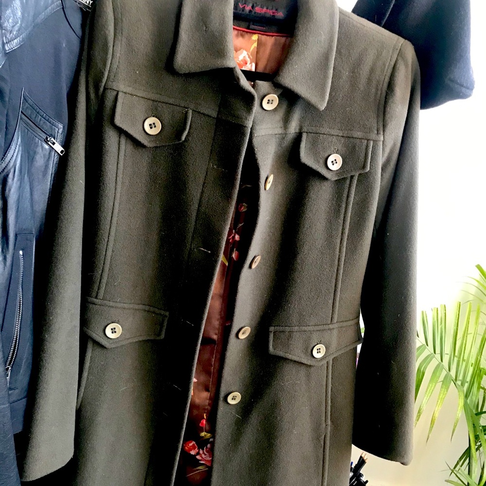Via Spiga Green Women Wool Coat Size 4